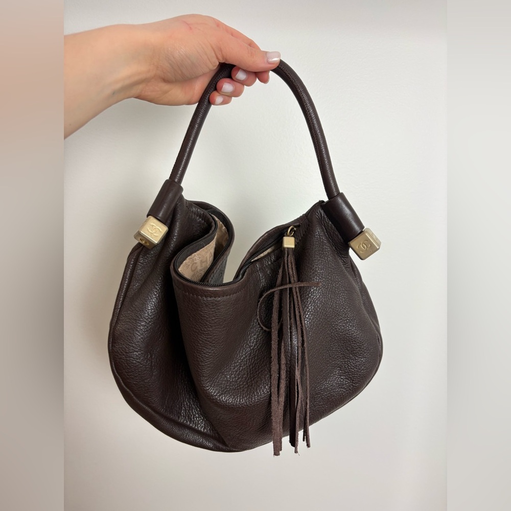 Vintage Chanel Brown Calfskin Fringe Tassel Mini Hobo Bag, Circa 2006